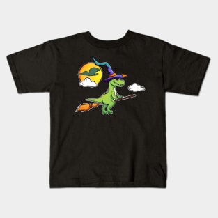 Dinosaur Witch Halloween Kids T-Shirt